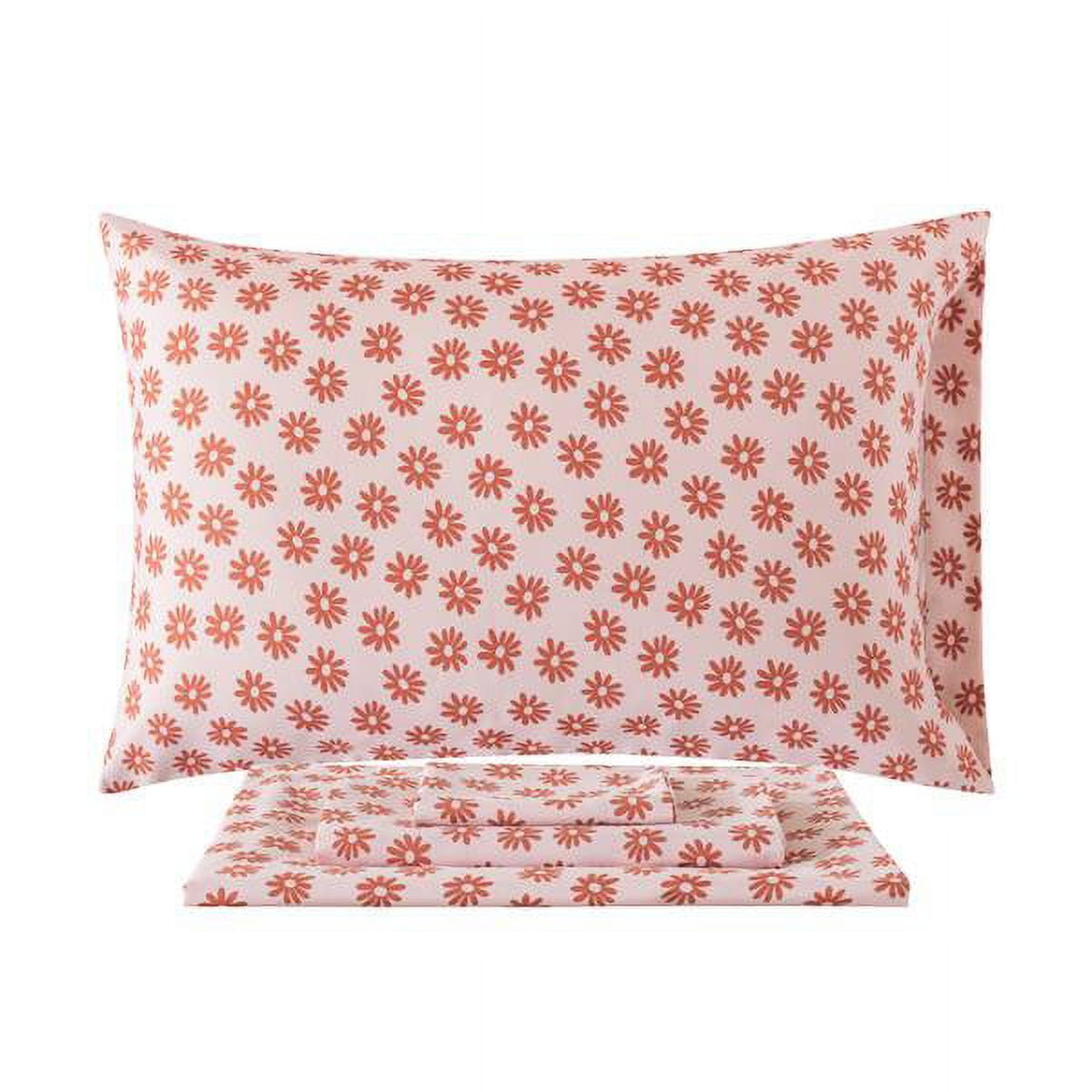 Mainstays 7-Piece Reversible Bed in a Bag Comforter Set with Sheets, Pink, King