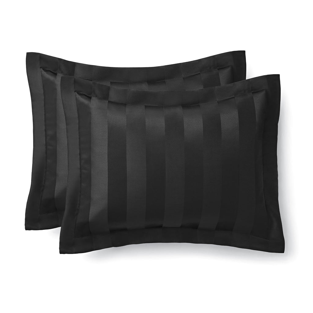 Mainstays Rich Black 5 Piece Damask Stripe Comforter Set, Full/Queen, Adult, Unisex