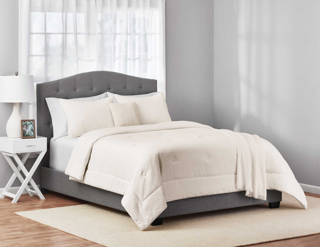 Mainstays 5-Piece Ivory Waffle Comforter Set, Full/Queen