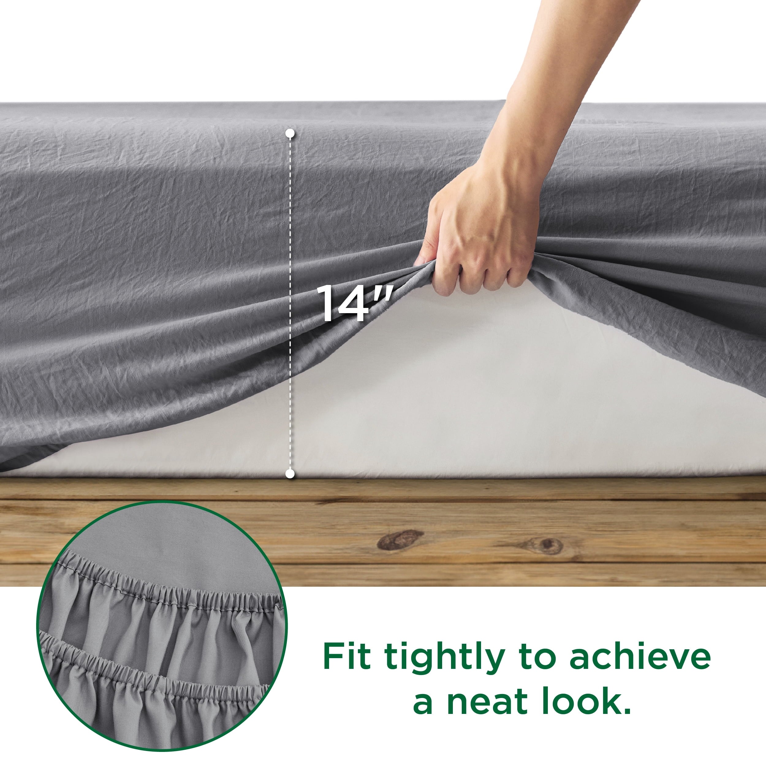 Full Comforter Set with Sheet - 4 Pieces Soft Grey Bedding Sets, Grid Pinch Pleat, All Season Lightweight Fluffy Bed Set with Solid Boho Comforter, Pillowcases & Sheet