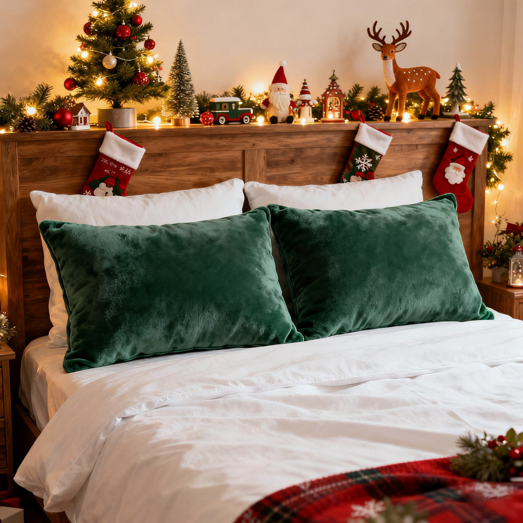 JOLUSERE Dark Green Velvet Duvet Cover King Set, 3-Piece Ultra Soft Fluffy Velvet Winter Bedding Cover