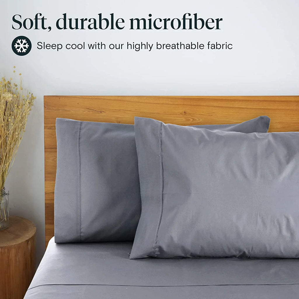 Luxclub Cooling Sheet, 6 Piece Ultra Soft Microfiber Bed Sheets & Pillowcases, Queen - Light Grey