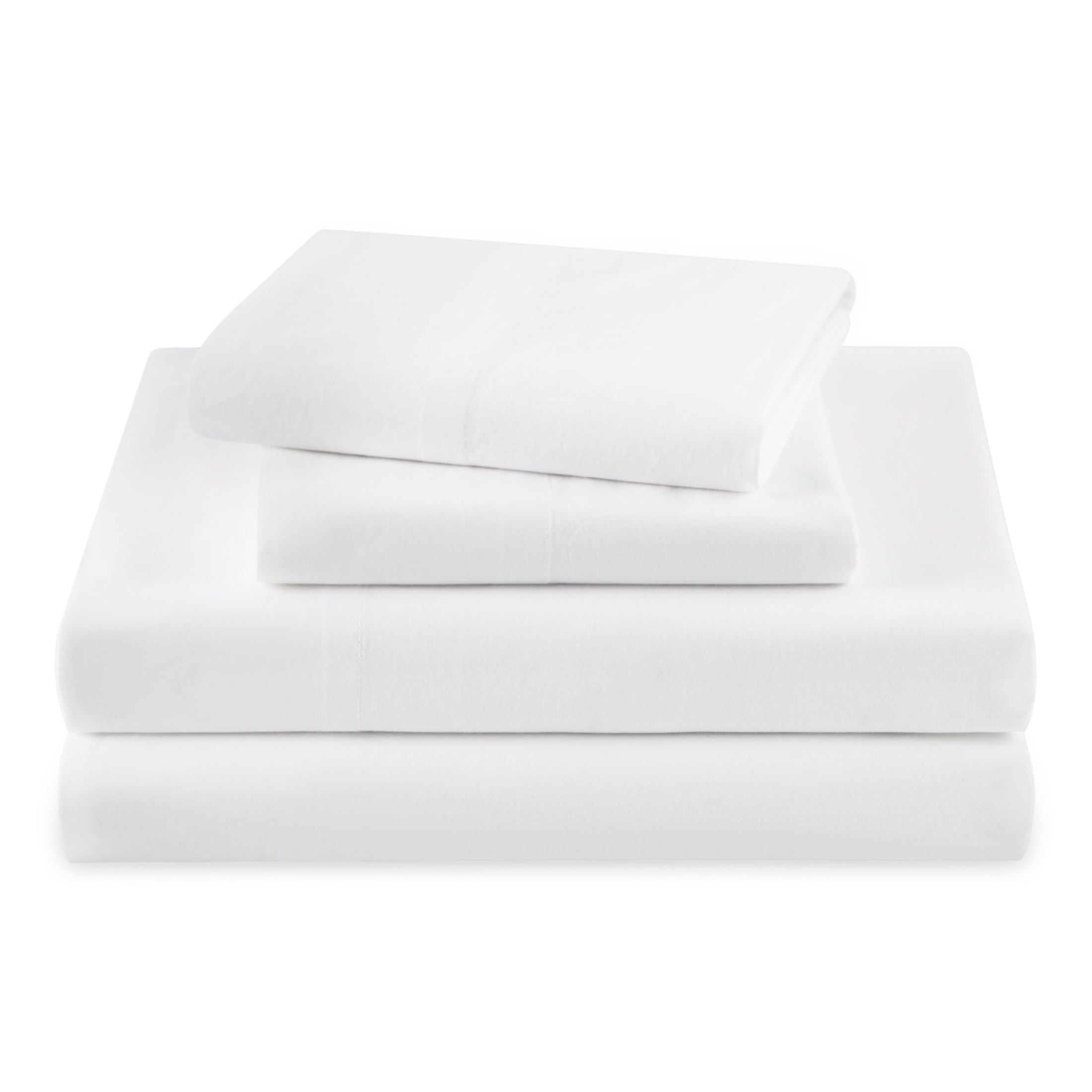 Beautiful Botanical 4-Piece 100% Cotton Washed Percale White Sheet Set, Queen by Drew Barrymore