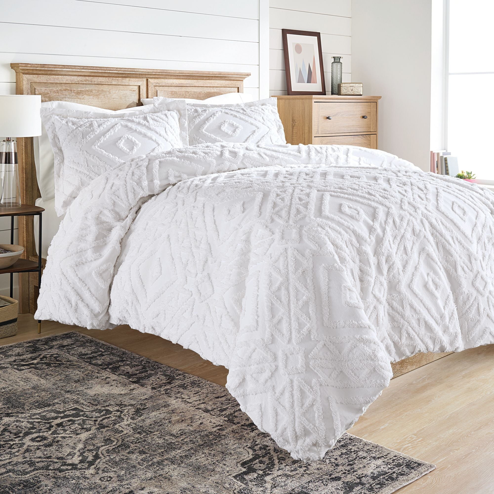 Better Homes & Gardens 3-Piece White Chenille Cover Duvet Set, Full/Queen
