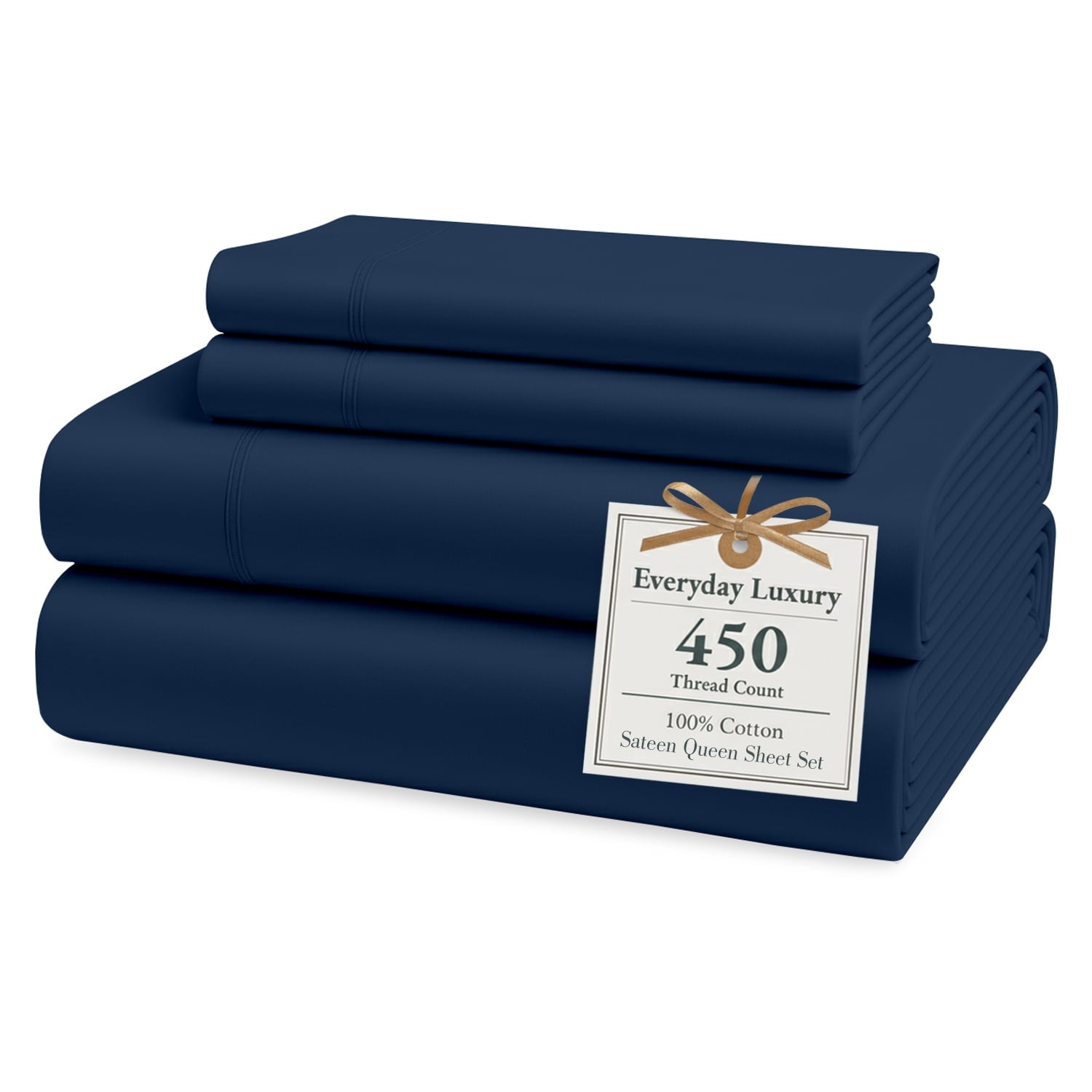 Casa Platino Cotton Twin Sheets – 450 Thread Count 100% Cotton Cooling Sheets, Soft Sateen Weave, Deep Pocket Fits 15” Mattress, Fade-Resistant Hotel Bedding – White