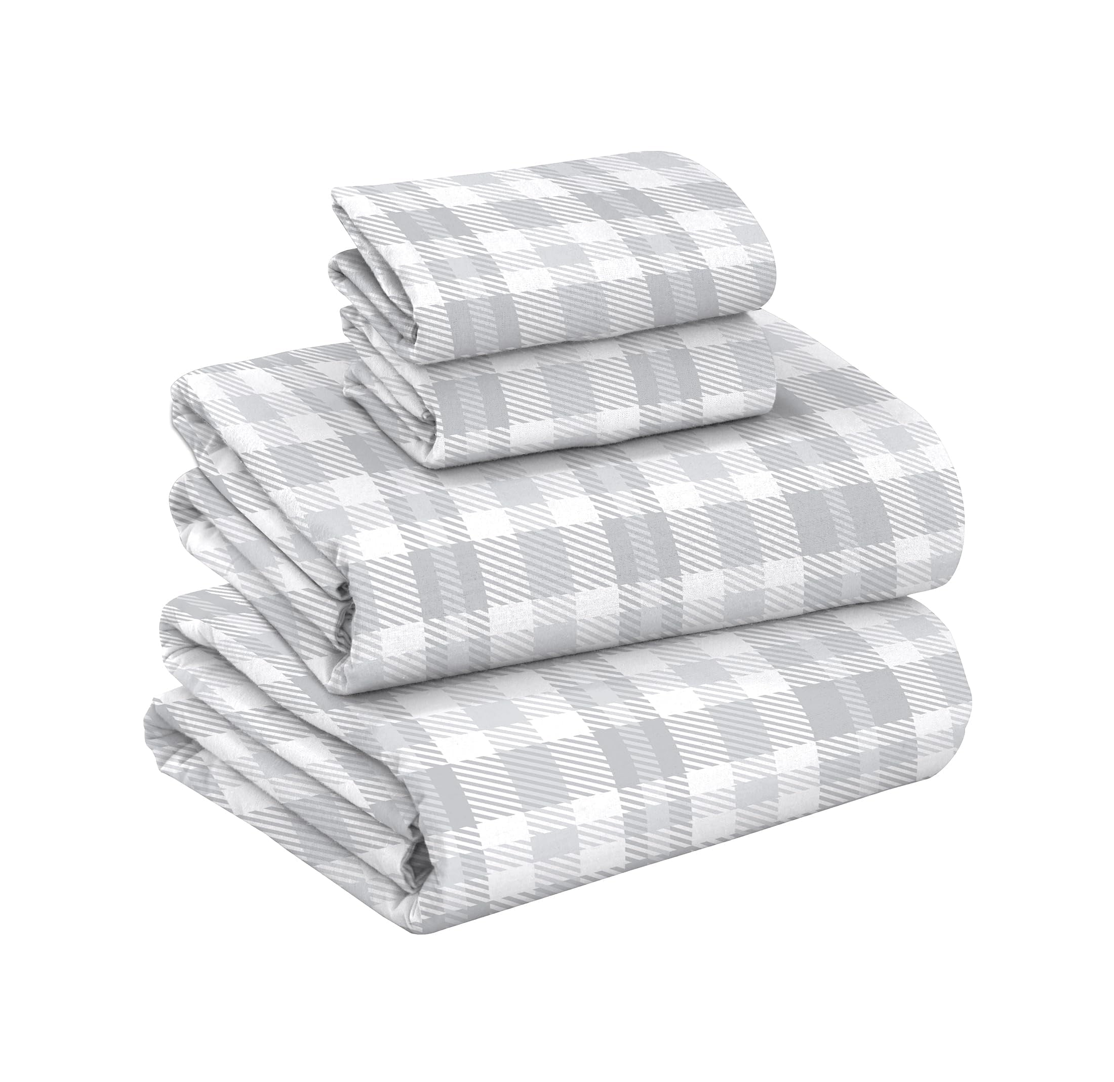 RUVANTI Flannel Sheets Queen Size - 100% Cotton Double Brushed Bed Sheets, Deep Pockets 16 Inches Queen Sheet Set, All Seasons Breathable & Extra Soft - Warm & Cozy, 4 Piece, Red Plaid