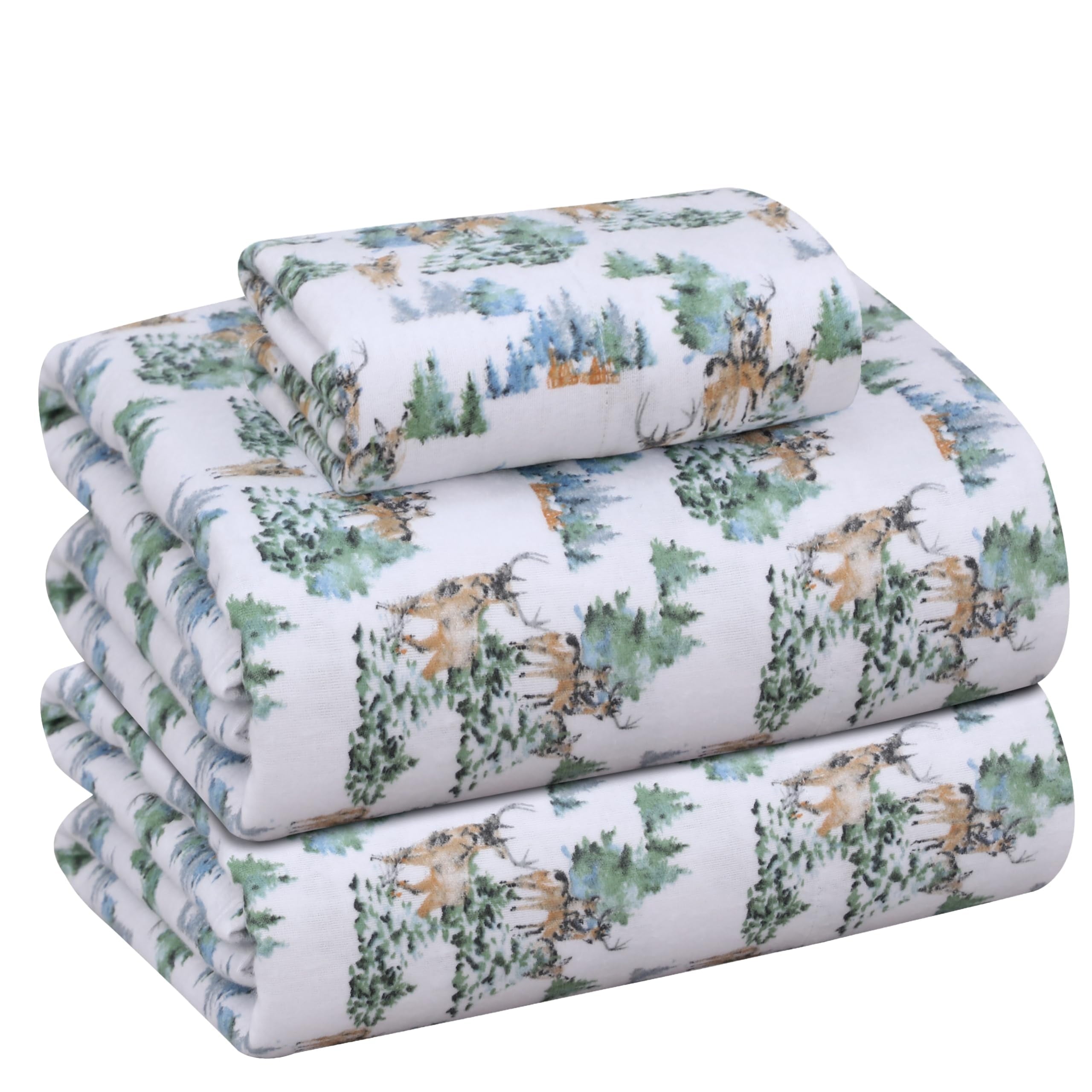 RUVANTI Flannel Sheets Queen Size - 100% Cotton Double Brushed Bed Sheets, Deep Pockets 16 Inches Queen Sheet Set, All Seasons Breathable & Extra Soft - Warm & Cozy, 4 Piece, Red Plaid