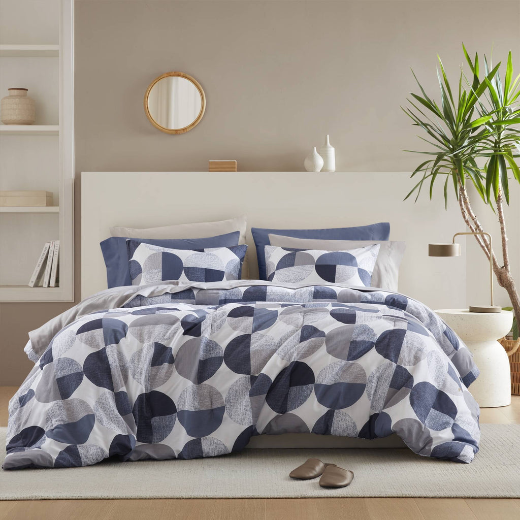 Regency Heights Queen Size Comforter Set, 9-Piece Bed in a Bag Queen, Round Geometric Print Bedding Comforter Set with Sheets, Yellow