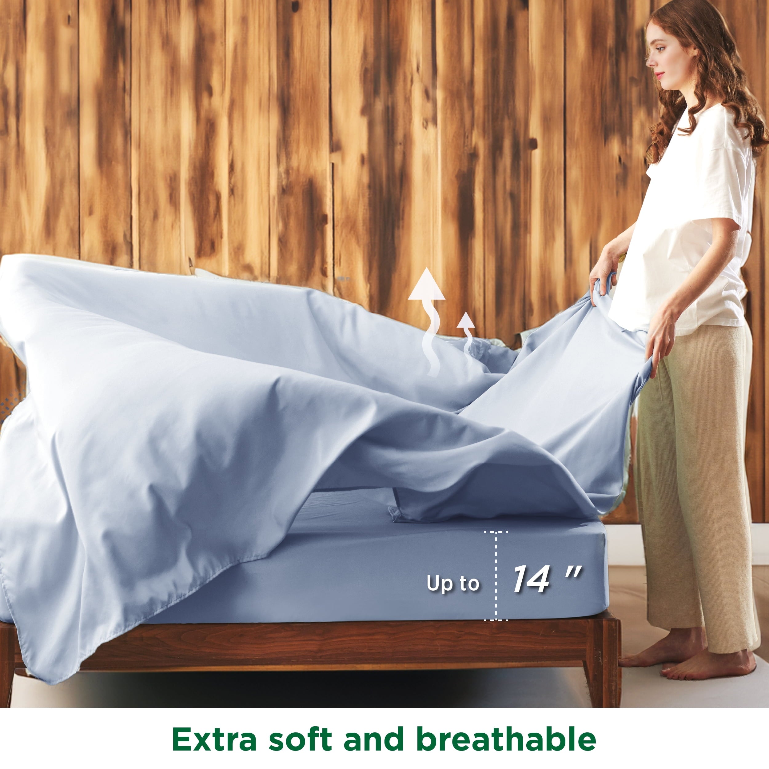 U by Bedsure Queen Comforter Set - 7 Pieces Blue Floral Bedding Sets Queen Bed in a Bag with Reversible Botanical Flowers Comforter, Sheets, Pillowcases & Shams (Queen, Blue)