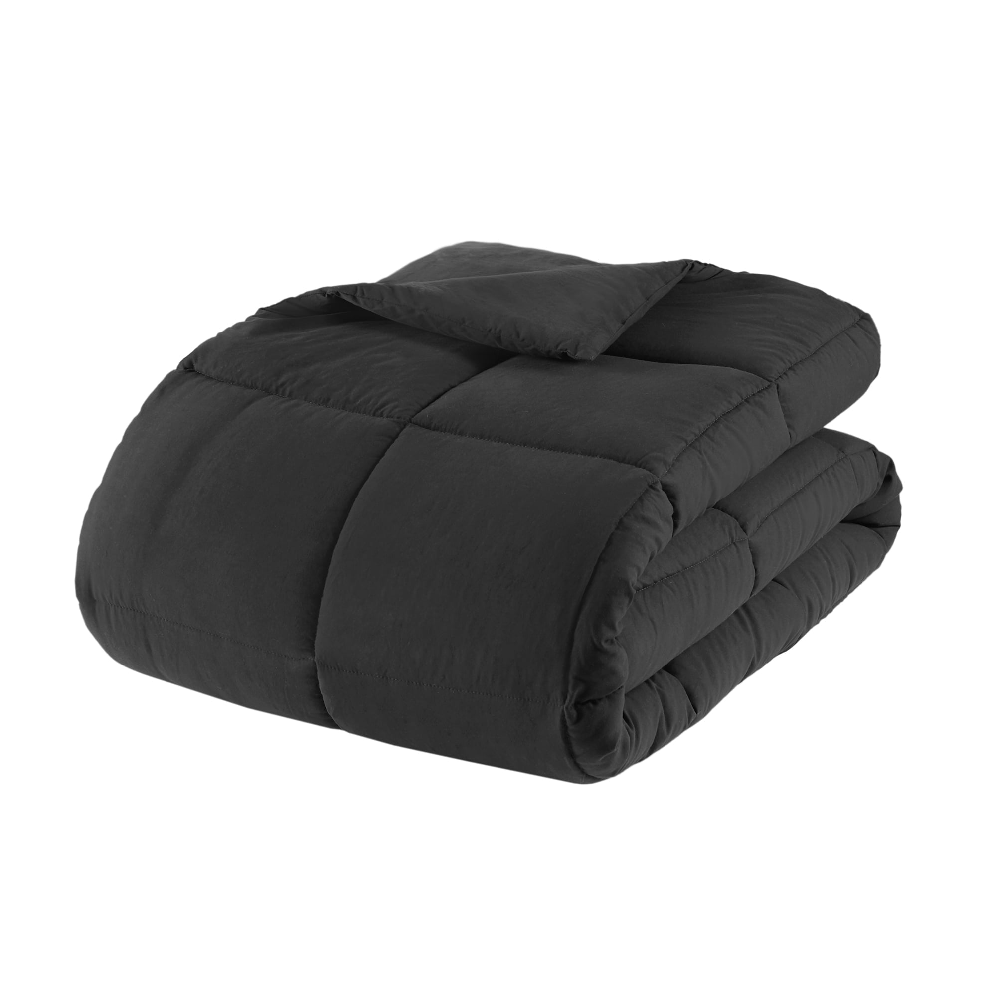 Mainstays 7-Piece Down Alternative Bed in a Bag Comforter Set, Black, Queen